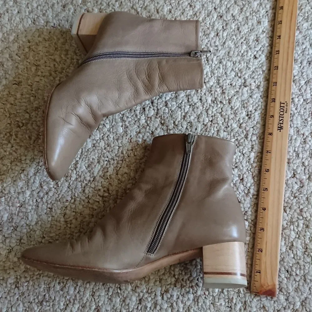 Coclico Taupe Leather Ankle Boots size 37.5 - Picture 8 of 14